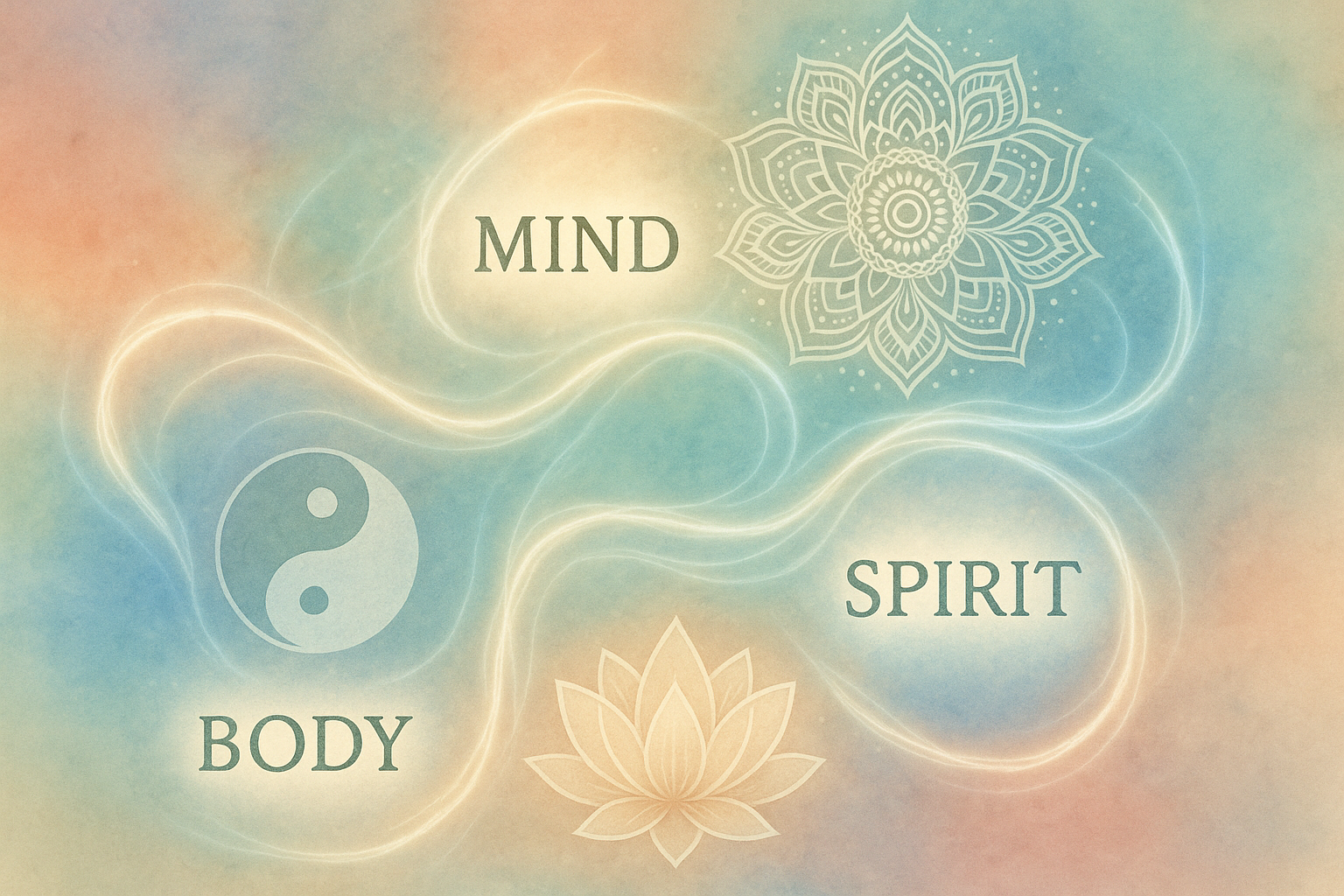 Mind body spirit connection with flowing energy
